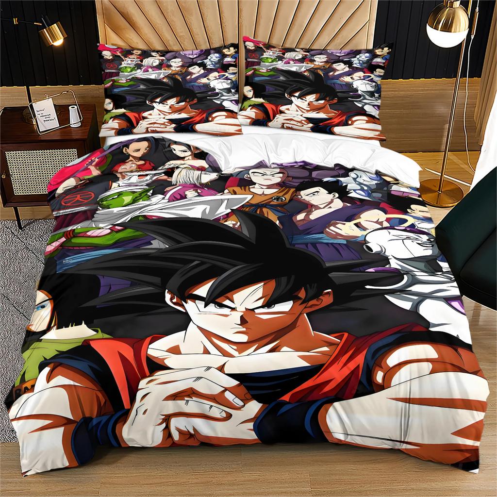 Anime 3D-Dragon-Ball Pattern Bedding Set Pillowcases 2/3pcs Duvet Cover Kids Teen Bedroom All Season Decorative Bed Set