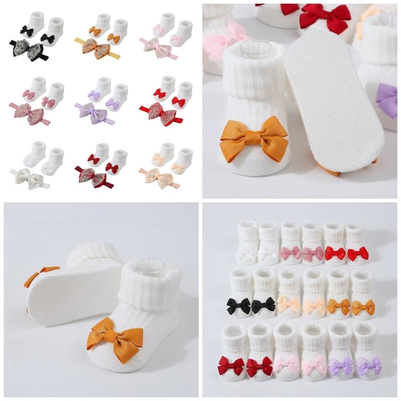Baby Strick Socken Kopfbedeckung Prinzessinnen Stil Baby Mädchen Stirnband Socken Modische Haaraccessoires für Säuglinge & Babys