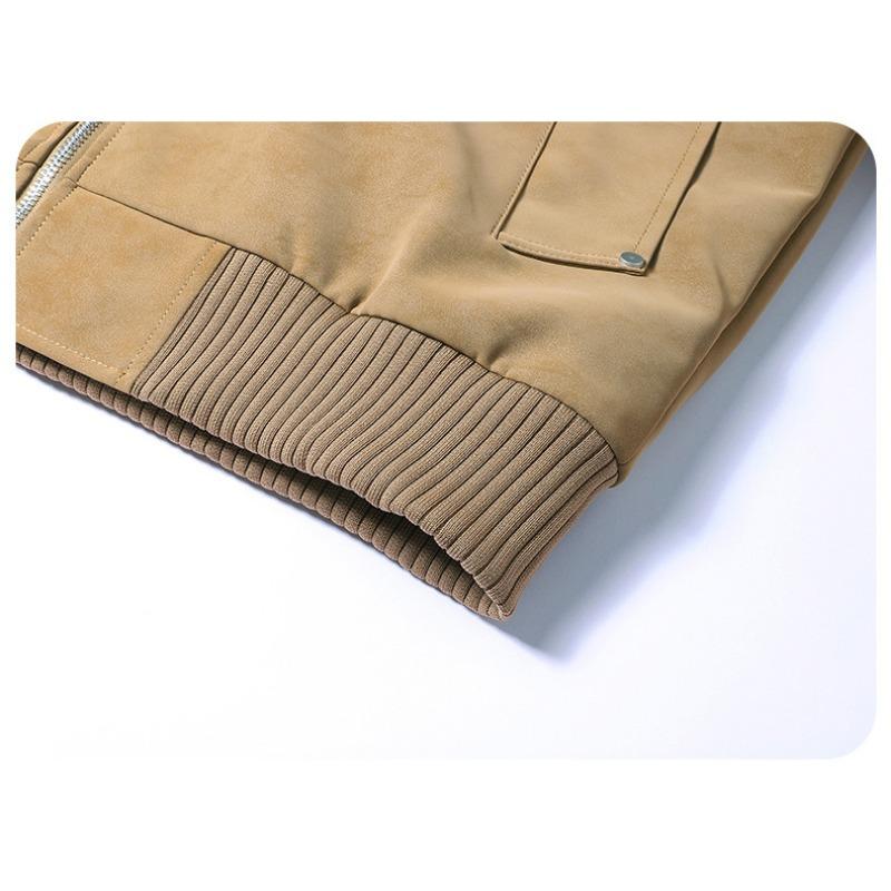 Men S Pu Leather Fleece Lined Warm Casual Jacket