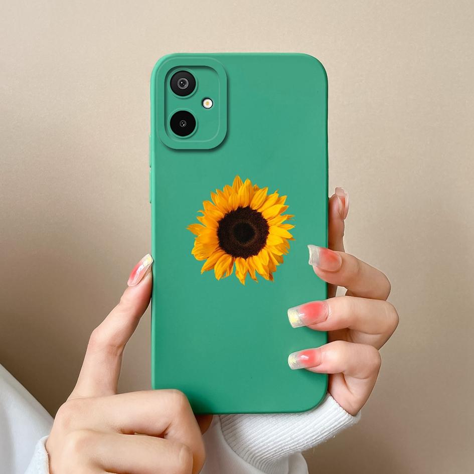New Case For Samsung M16 S25 Edge F06 M06 A06 F16 Beautiful Sunflowers Butterfly Pattern Liquid Silicone Anti Fall Protective Covers For Samsung Shell