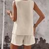 Women's Casual And Fashionable Round Neck  Sleeveless Shorts Two-piece Set