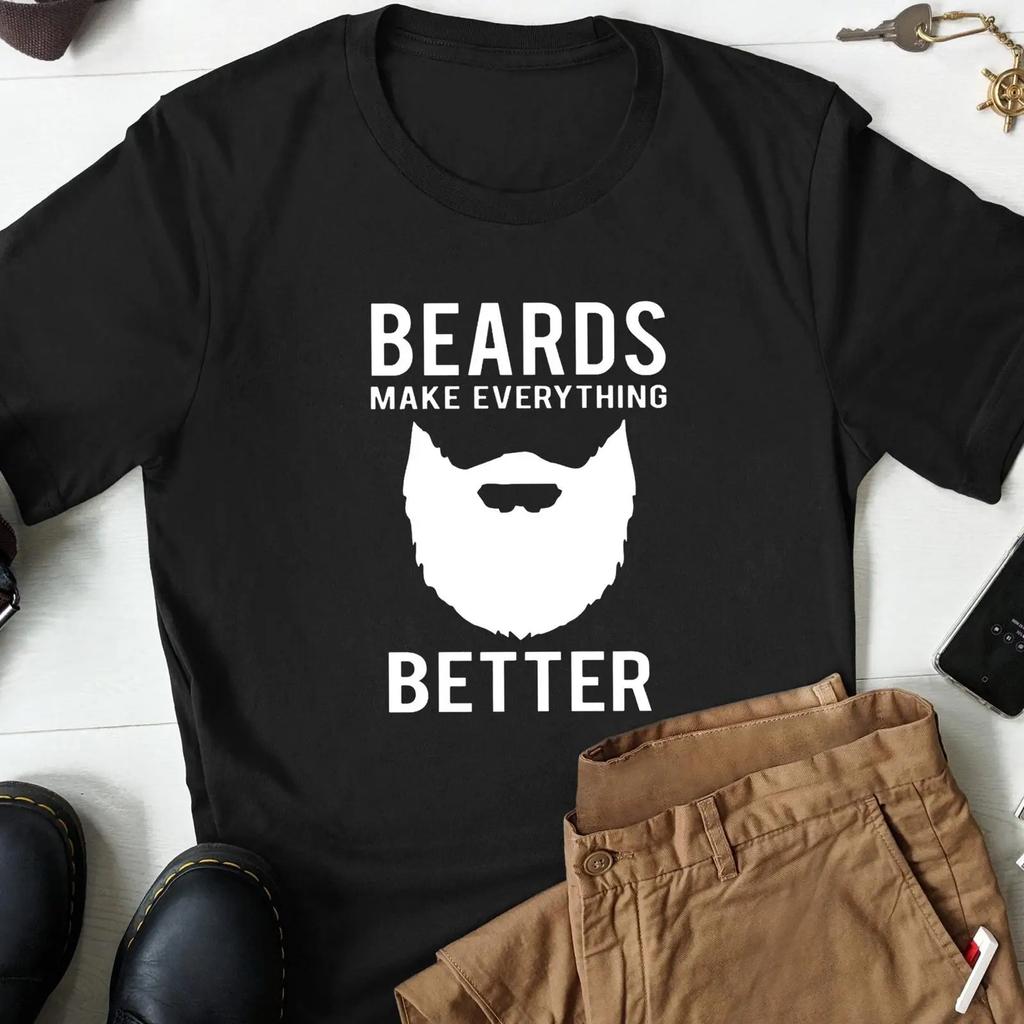 Funny Beard T Shirt Lover Grooming For Bearded Unisex Vintage Unisex Slightly Graphic Top For Everyday Wear Streetwear Soft