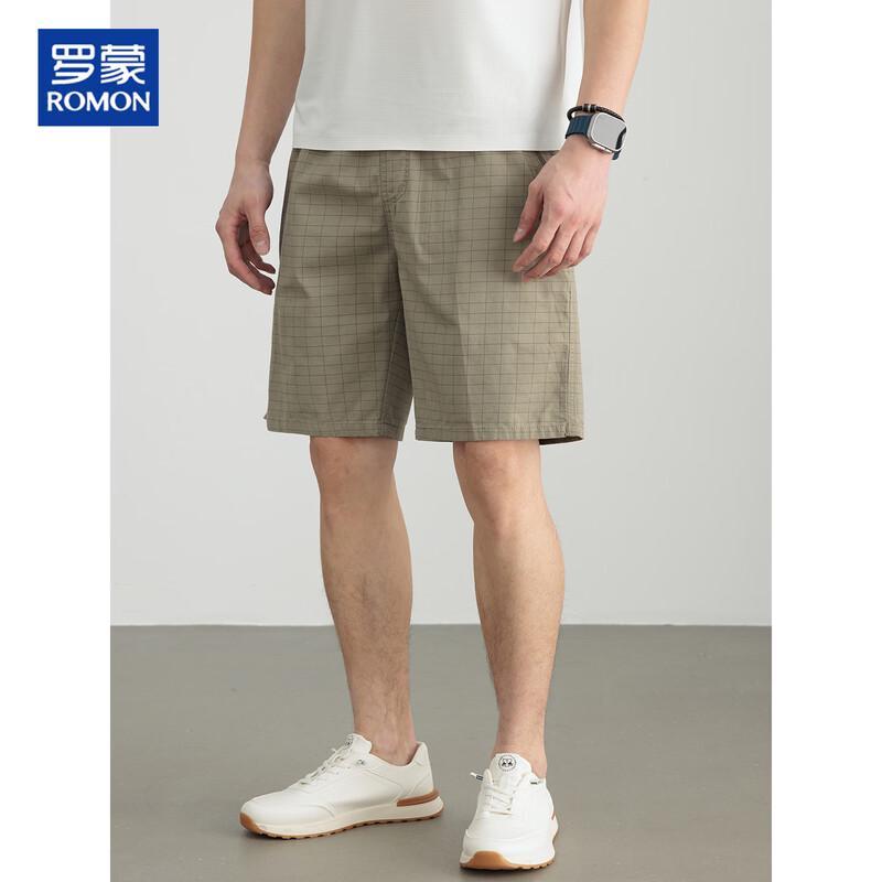 ROMON Men's 100% Cotton Plaid Cargo Bermuda Shorts