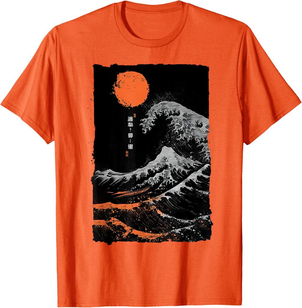 Graficzny T-shirt w Stylu Wielkiej Fali w Kanagawie Vintage Japoński Druk Artystyczny Casualowy T-shirt dla Mężczyzn
