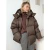 Damen Winter Baumwollmantel Locker Baumwollgepolsterte Jacke Uni Kapuzen Parkas Mantel Weiblicher Puffer-Mantel Winter Oberbekleidung