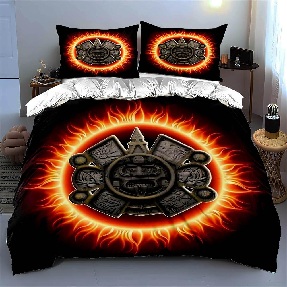 Fiery Tribal Emblem Bedding Duvet Cover Sets Duvet Covers Pillowcases Gifts (1 * Duvet Cover 2 * Pillowcases, Without Duvet Insert)