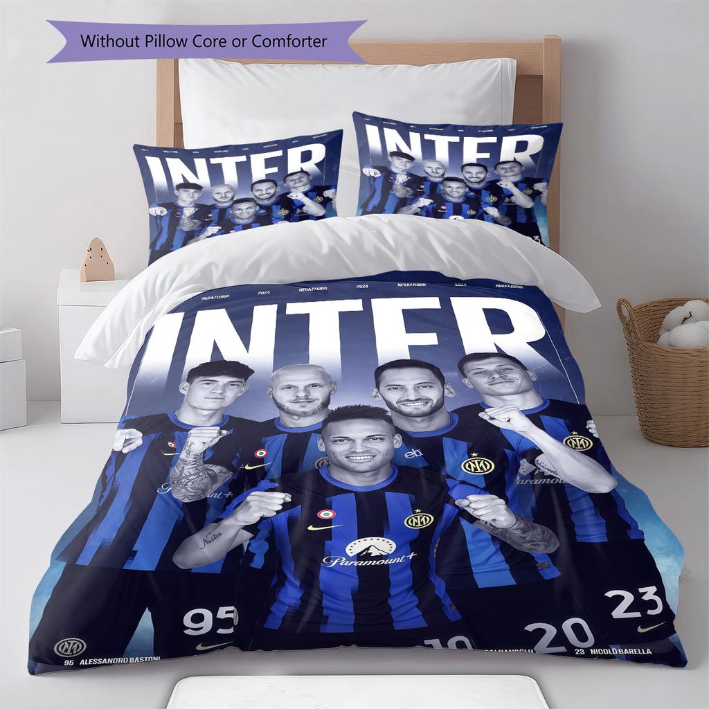Inter Milan Pattern Bedding Quilt Set Quilt Cover Pillowcase Home Decoration Birthday Gift (1 * duvet cover + 2 * pillowcase, without core)