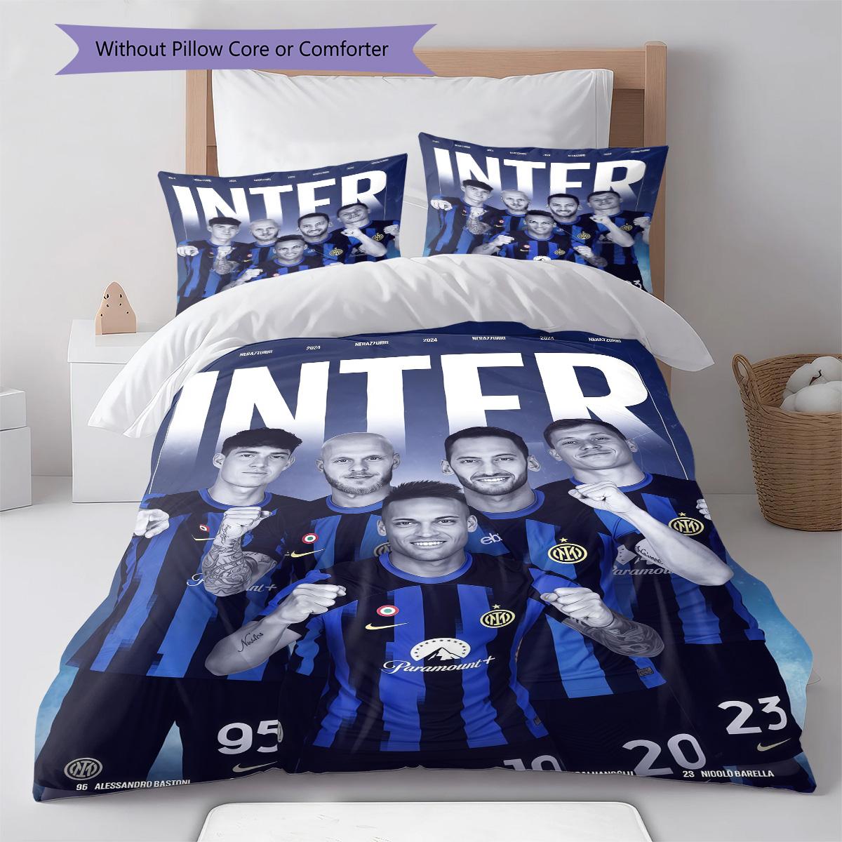 

Inter Milan RugPattern Bedding Quilt Set Quilt Cover Pillowcase Home Decoration Birthday Gift (1 * duvet cover + 2 * pillowcase, without core) 140x200cm