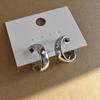 Silver Needle Geometric Circle Korean Style Dangle Earrings - Versatile and Trendy Fashion Statement.