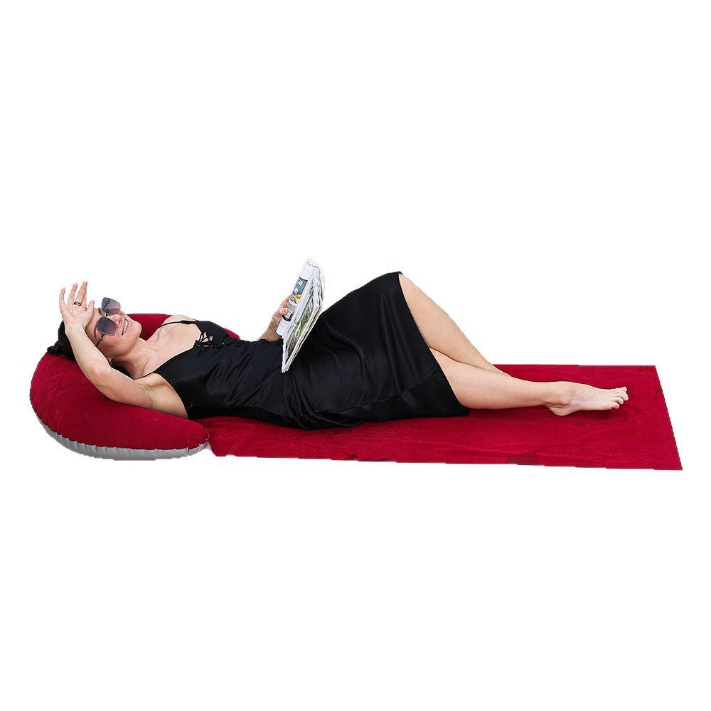 Inflatable Outdoor Beach & Picnic Mat with Pillow - Moisture-Proof Flocking Material