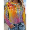 Camiseta de Manga Larga con Estampado 3D Navideño para Mujer Cuello Redondo Manga Larga Otoño Ropa de Animales Ropa Regalo Festivo Camiseta de Moda para Fiesta