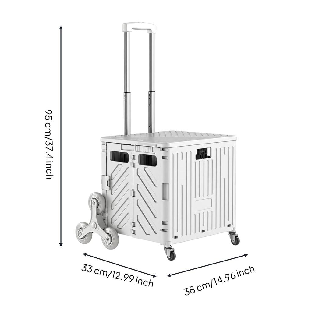 8Wheel Folding Transport Cart 45 L Capacity Shopping with Stair StairNavigating Wheels Portable