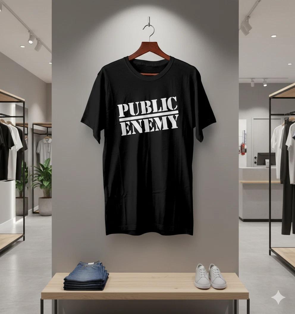 Public Enemy Classic Logo Hip Hop Black T-Shirt - T081 S