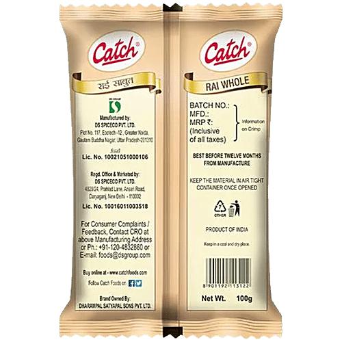 Catch Mustard Whole Spice 100g Premium Rai Seeds for Cooking and Pickling Enhances Flavor Aroma in Curries and Vegetable Dishes