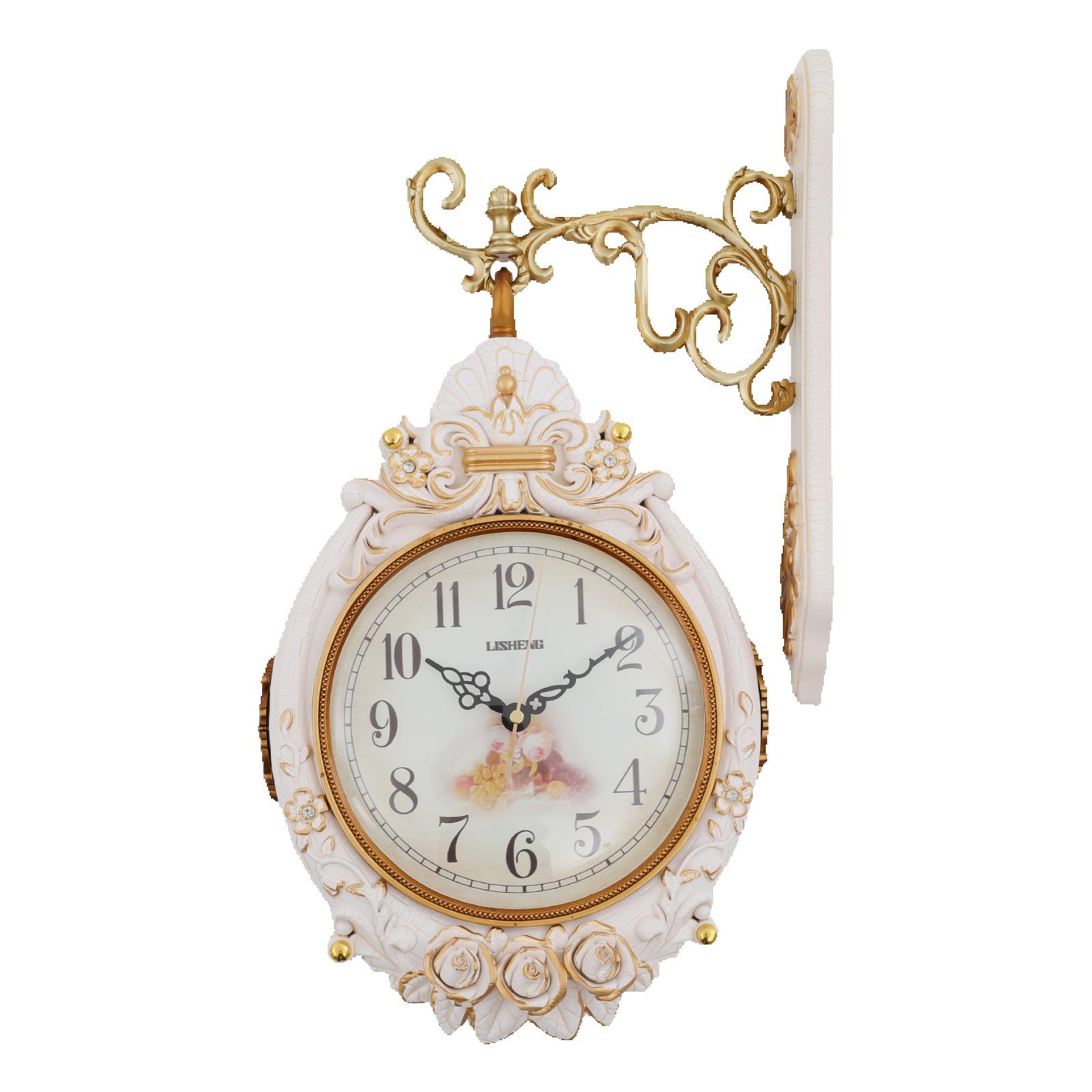 Винтажные двусторонние настенные часы Настенные часы для улицы Декоративное настенное искусство Антикварный декор Офисные настенные часы Бесшумные Кухонные белый