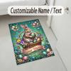 Easter Bunny Theme Crystal Velvet Rug Personalized Custom Name Text Soft Floor Mat Home Decor