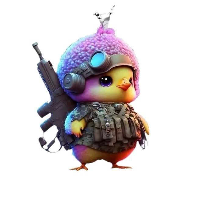 

Cartoon Cute Battle Little Yellow Chicken Pattern Pendant For Decoration Car