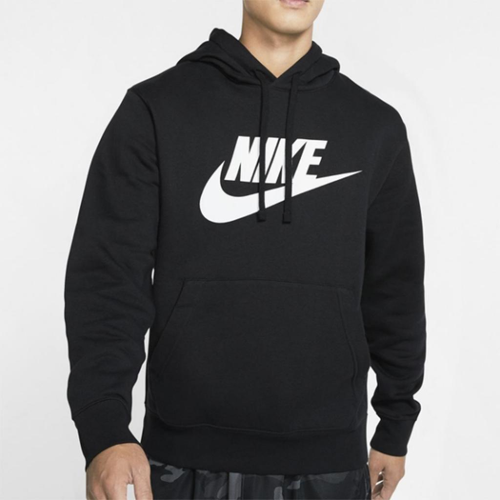 Nike Club Fleece Print Pullover Hoodie with Plush Lining Men Hoodie Black BV2974-010