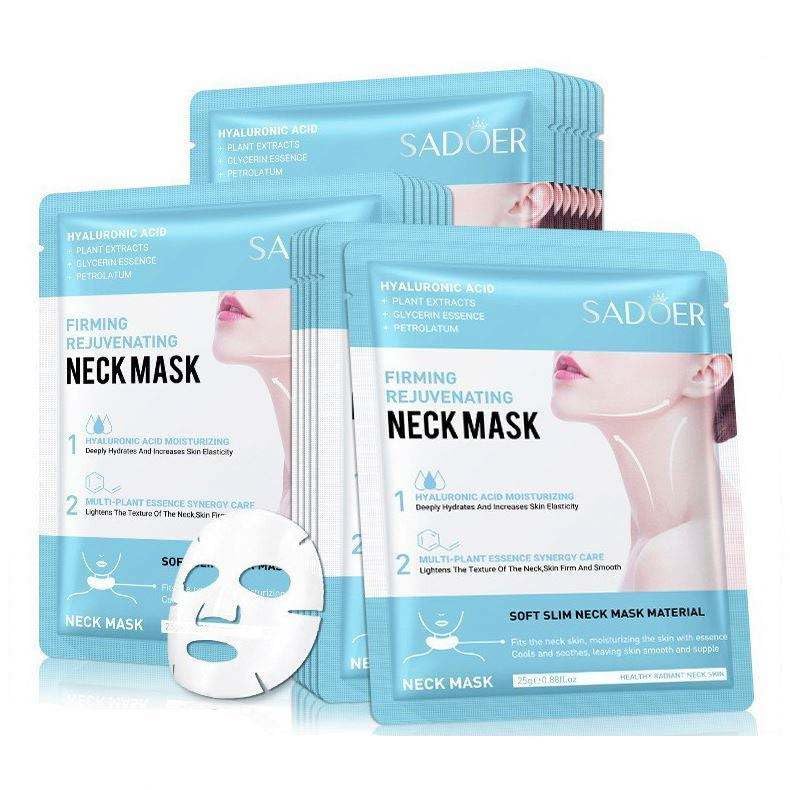 FACE MASK & NECK MASK 2 PCS , Hydrolyzed Collagen NECK MASK Set with FACE MASK Hyaluronic Acid & Peptide,Moisturizing Firming Masks for Crepey Ski
