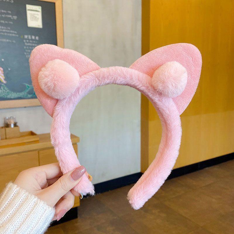Cat Ear Plush Headband - Cute Princess Style for Face Washing and Korean-Japanese Fairy Hair Accessory.