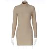 Mini Dress Autumn Winter Warm Knitted Sweater Dresses Women Elastic Turtleneck Long Sleeve Bodycon Dresses