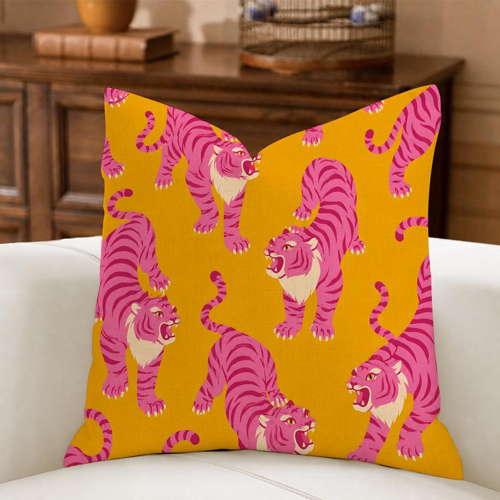 Polyester Retro 70s Animal Cushion Cover Natural Breathable Durable Printed Decor Pillow Case Sofa Bedroom Decor PillowCover