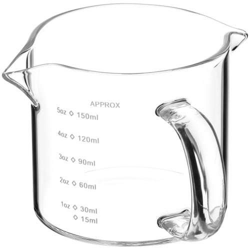 

NOLITOY 150ml Heat-Resistant Glass Milk Pitcher/Beaker Server, Clear, with Graduations, Microwave and Dishwasher Safe