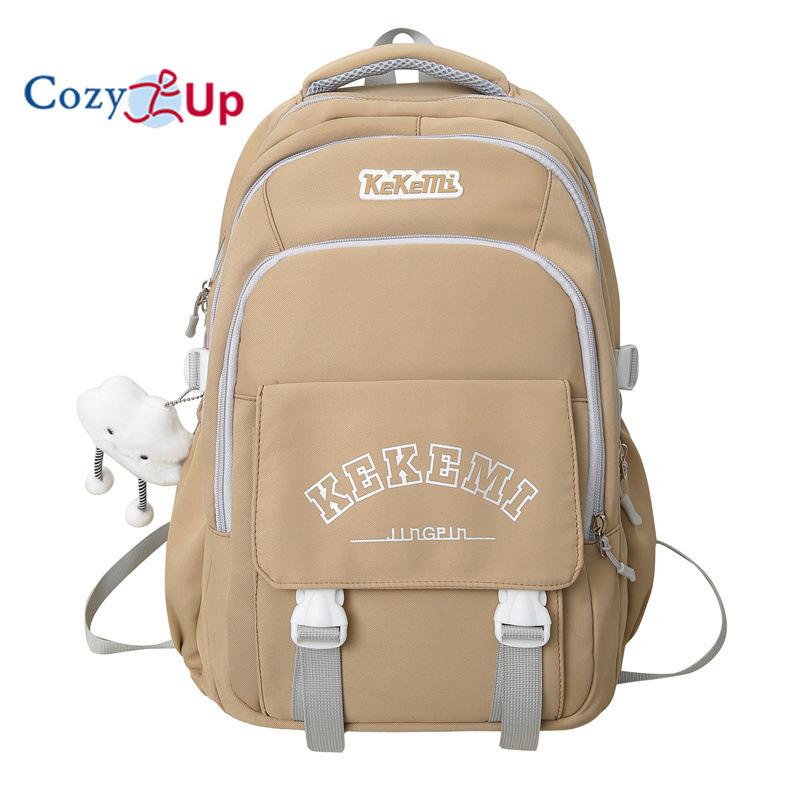 

Инструментальный стиль, однотонный рюкзак, повседневный компьютерный рюкзак, большая вместительная школьная сумка с буквенным принтом для студентов 30x17x48cm коричневый