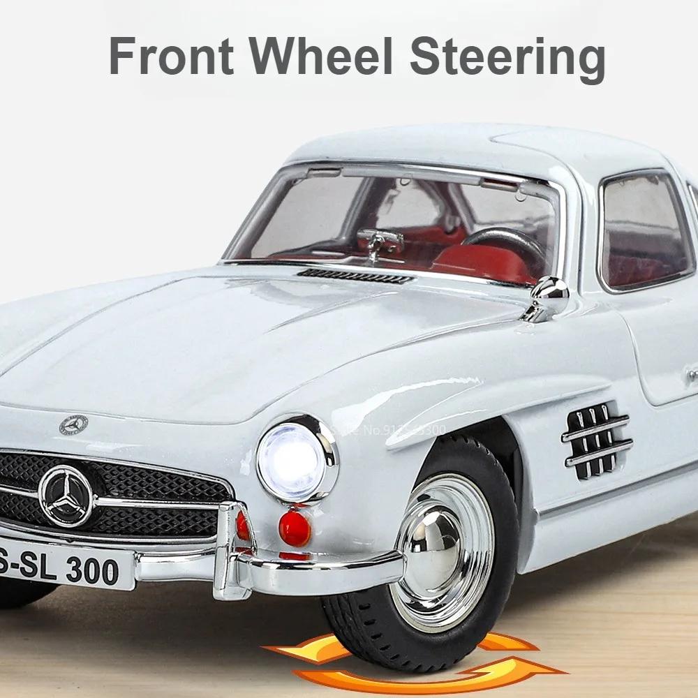 1:24 300SL S400L Car Model Toy Sound Light Pull Back Doors Opened Alloy Diecast Vehicles Models Ornaments Gifts for Kids
