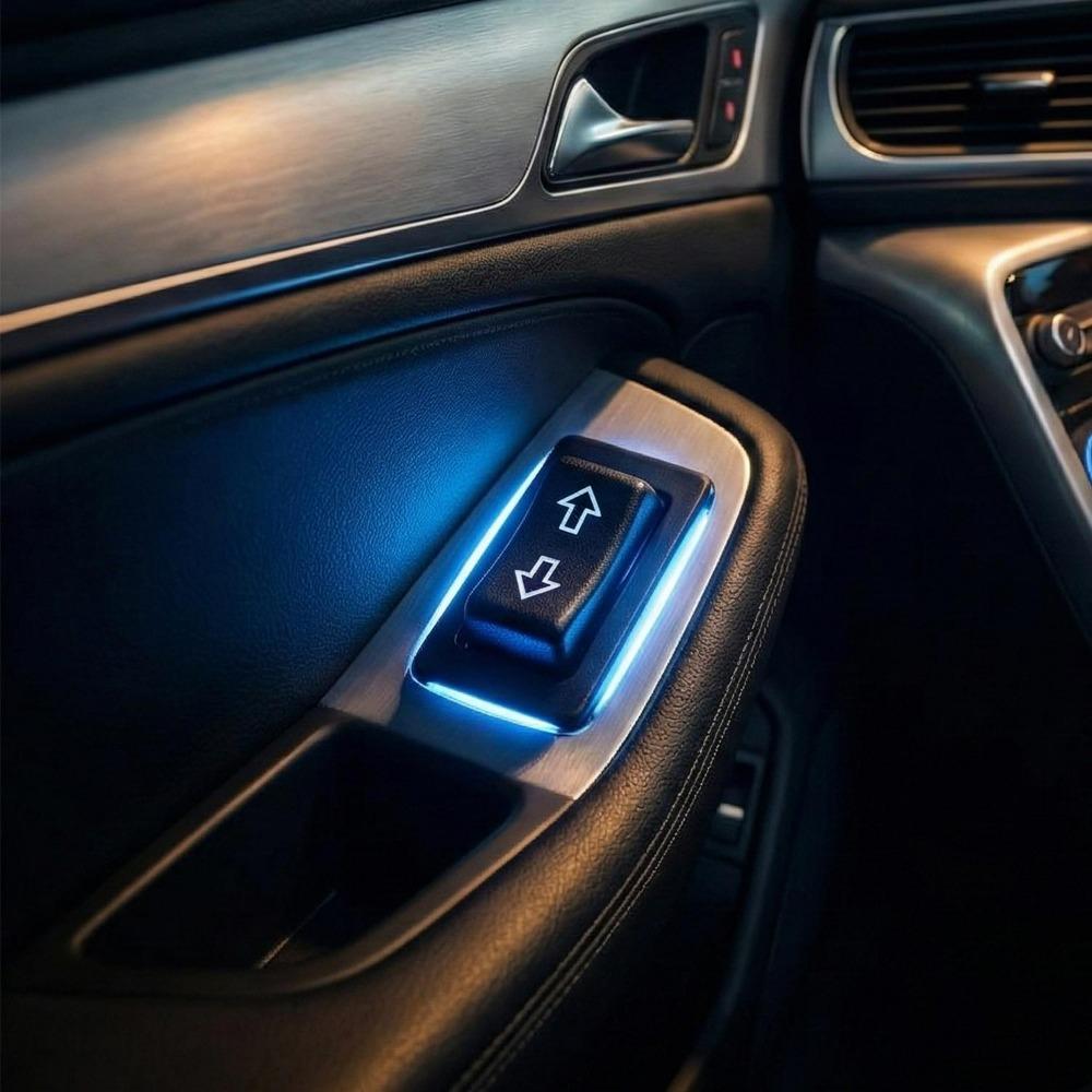 Auto Power Window Control Switch 12V 20A 5 Pin Universal Car Glass Lifter Button Red/ Blue LED Light Interior Replacement Parts