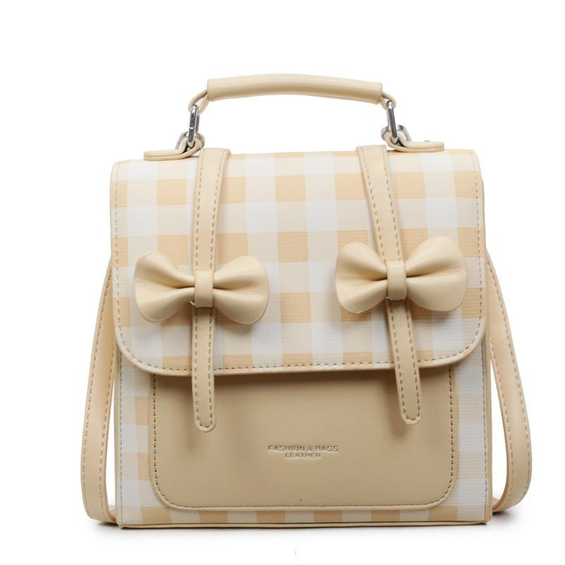 Solid Color College Style Commuter Backpack Women's New Trend Bow Portable Shoulder Messenger Bag