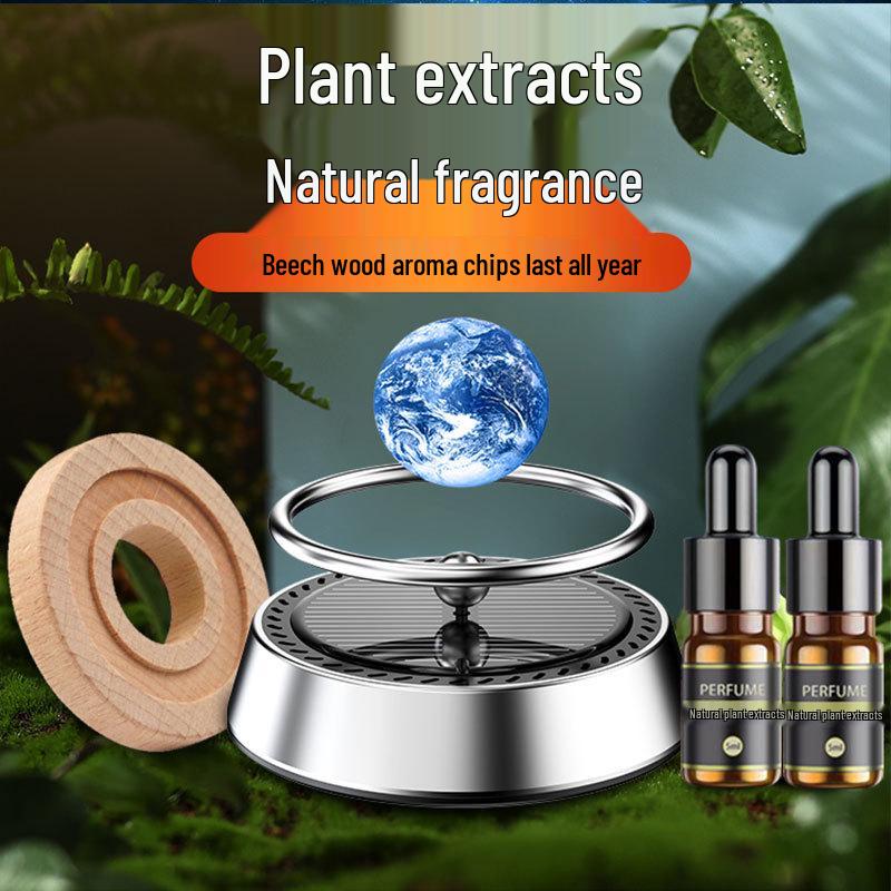 Solar-Powered Floating Planet Car Perfume Holder with Aromatherapy