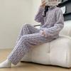Podzimní a zimní Twist Zipper Couple Plus Sametové tlusté korálové fleecové pyžamo Velké teplé Žakárové Cardigan Domácí služba