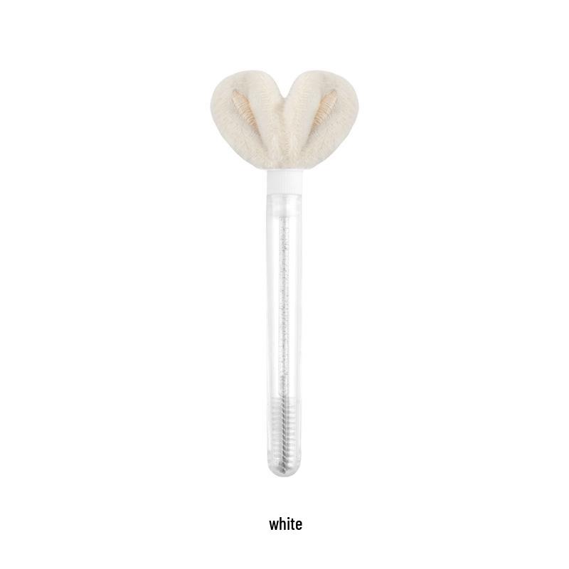 Gold Buckle Pompom Eyelash & Eyebrow Brush with Crystal Rod and Rabbit Ear Comb