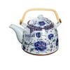 Ceramic Blue and White Teapot with Handle, Large Capacity Retro Herbal Tea Pot, Single Filter, Suitable for Household and Restaurant Use.