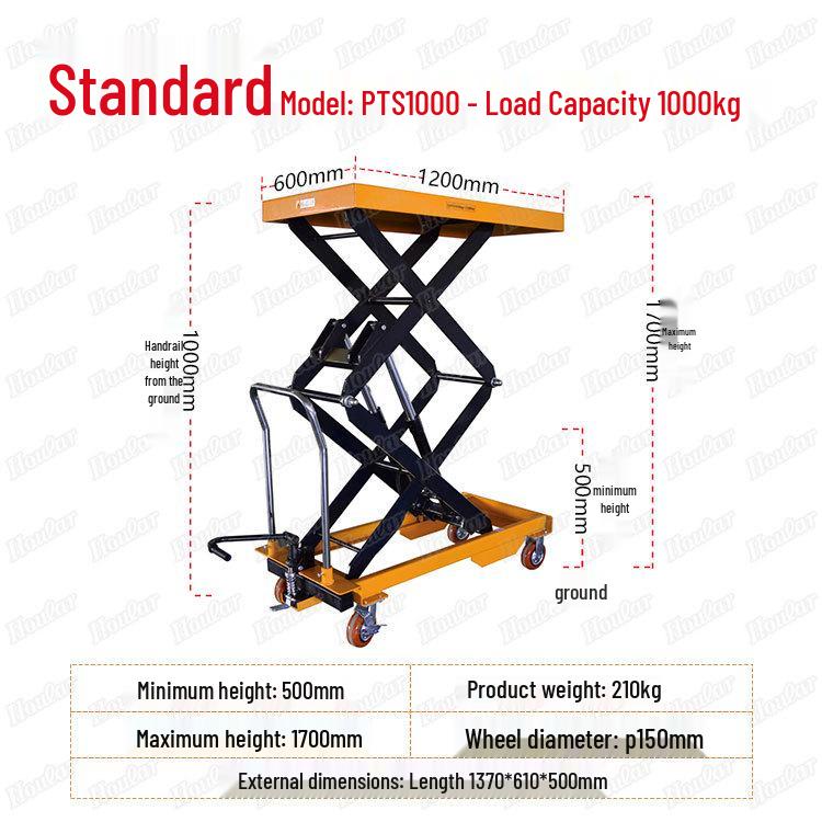 Electric Hydraulic Scissor Lift Cart - Mobile Flatbed Trolley