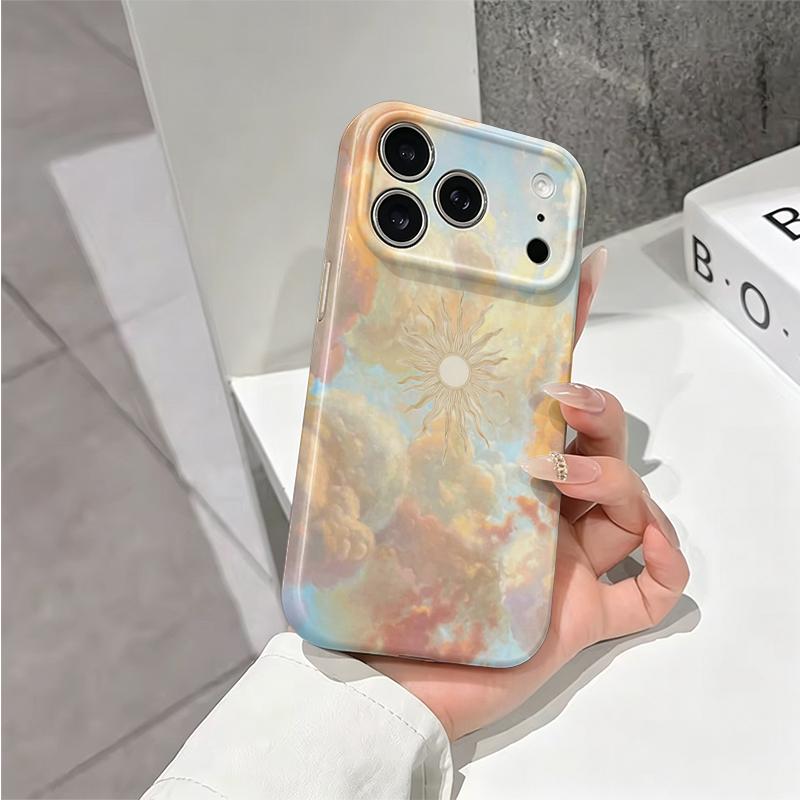Ethereal Sun Ray Sunset Cloud Art Graphic Film Aesthetic Protective Shockproof Bumper Phone Case Cover For iPhone 14 15 16 Pro Max Plus