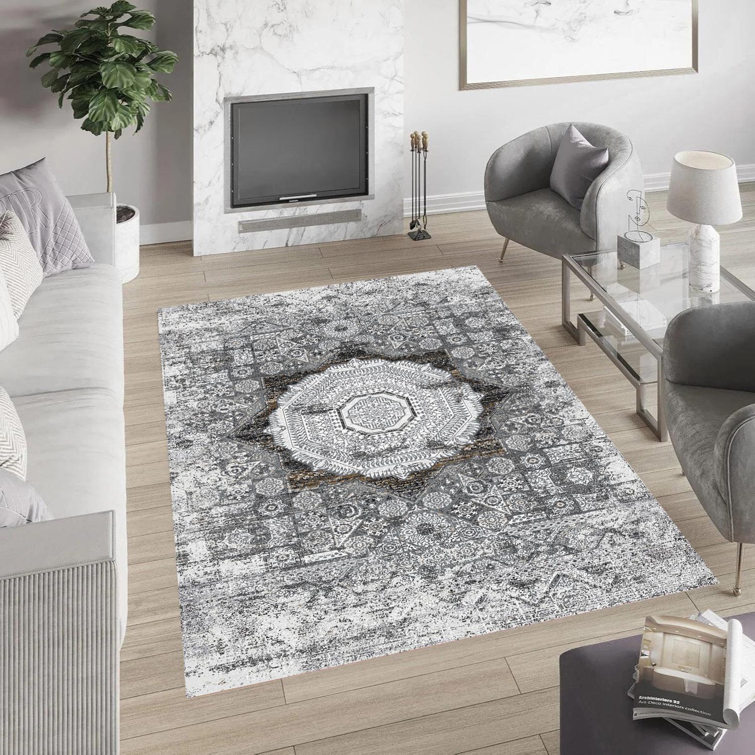

Rovigo Home Washable Printed Carpet RV159-FNL465 50x80 серый