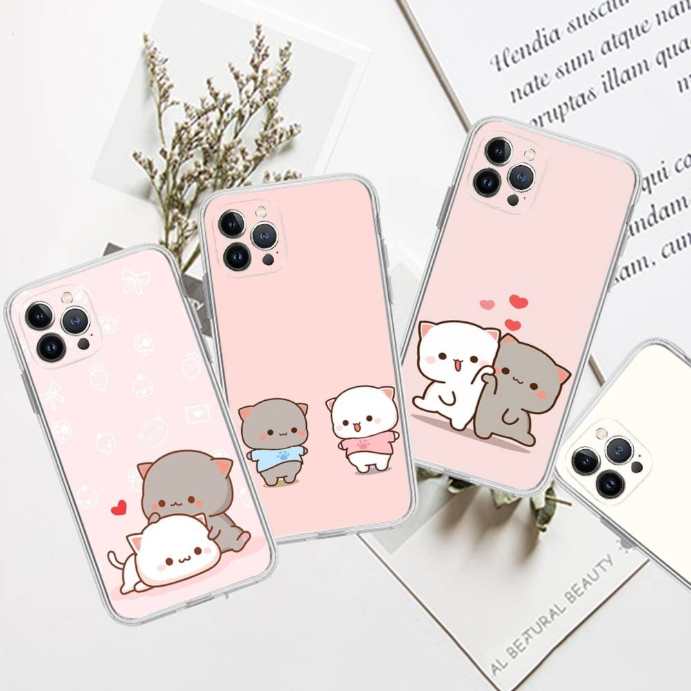 Cartoon Cute Cats TPU Silicone Case for IPhone 11 12 13 14 15 16 17 Pro Max Shockproof Clear Back Cover