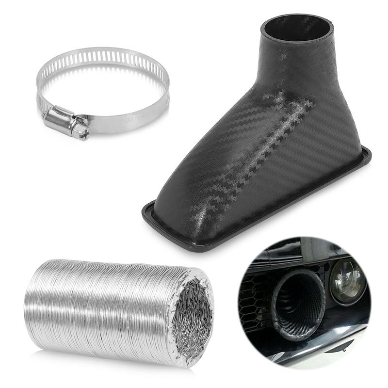1 Set ABS Universal Car Front Bumper Admission Air Intake Pipe Kit Turbine Inlet Kit Pipe Air Funnel