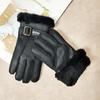 Winter Thickened Children's Sheepskin Fur Gloves Boys and Girls Windproof Warm Students Cold-Proof Leather Finger Gloves