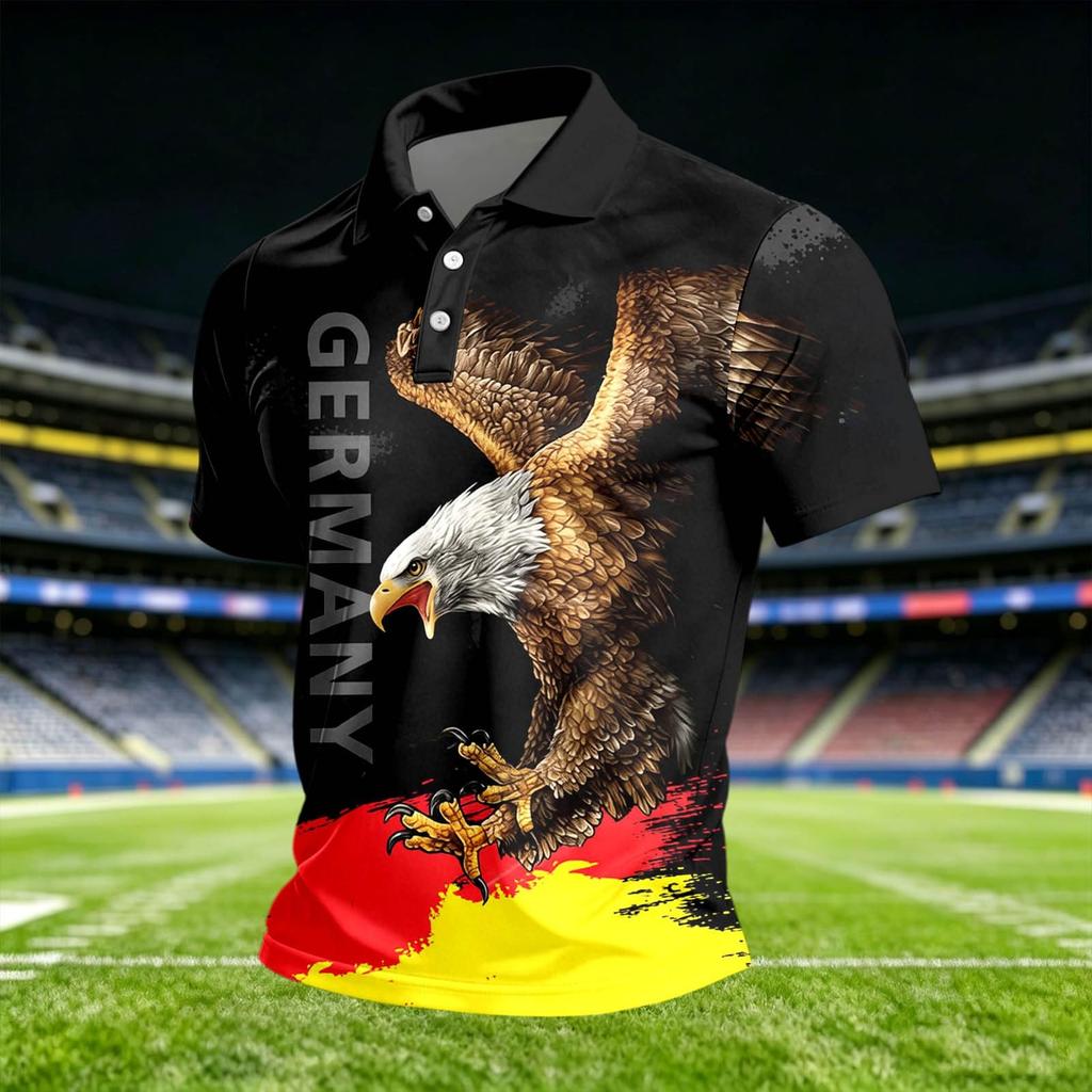 Men's Casual Printed Crew Neck Lightweight Breathable Polo Short Sleeve Shirt Suitable for Everyday Wear and Outdoor Activities
