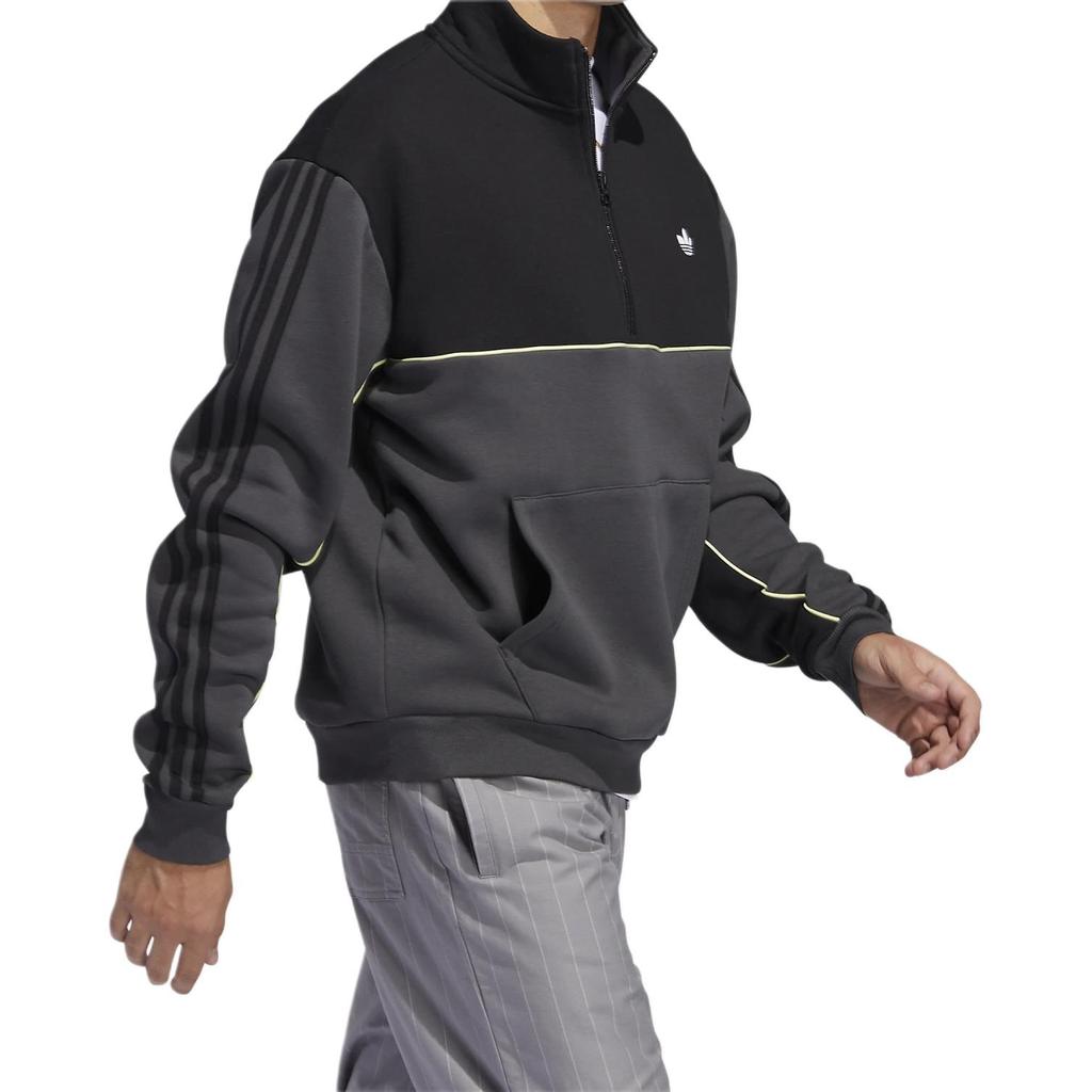 adidas Originals Mod Half Zip Stand Collar Sweatshirt Jacket Men Outerwear Black FM1403