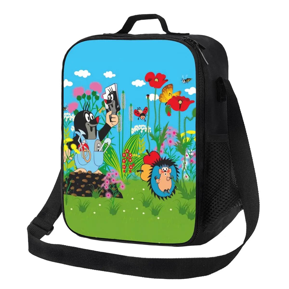 

Забавный Mole Selfie изолированный ланч-бокс для похода в лагерь мультфильм Krtek Little Maulwurf портативный термохолодильник Bento Box для женщин и детей 26.5x20x11.5CM бежевый