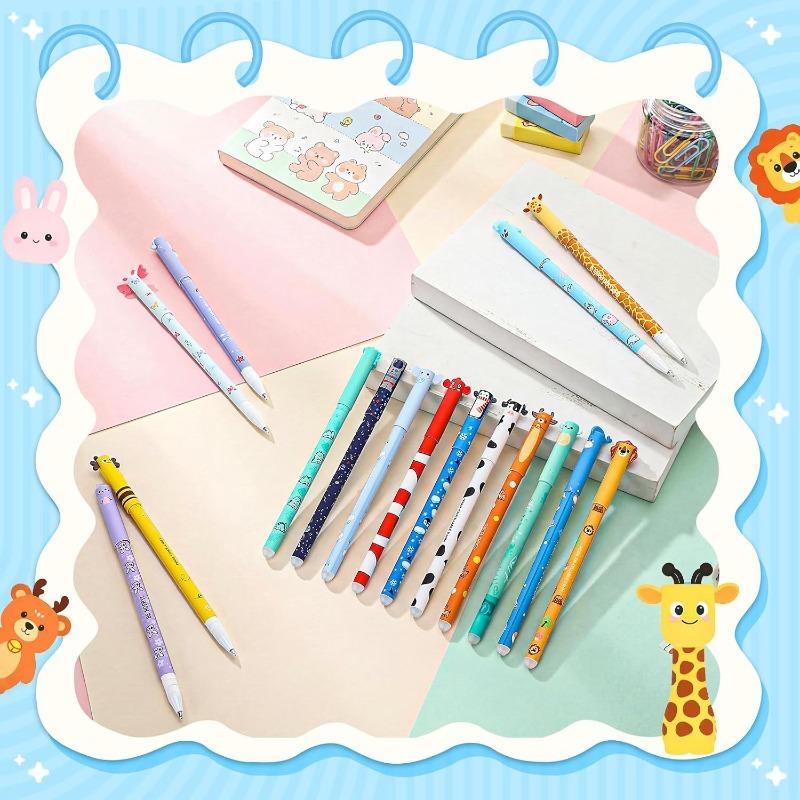 16 Styles Lovely Erasable Gel Pens with Animal Designs 8 colors Erase Ink Cute Refillable Pens for School Class Party Gift