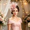 Tulle Fascinator Hat Hair Accessory for Women, Feather Detail Headpiece for Wedding Guest Wear and Party Outfits for Photoshoots