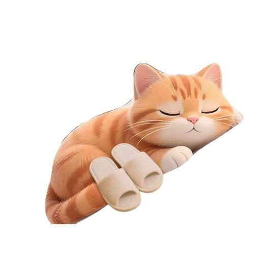 Floor Mat 3D Cartoon Cat Pattern Rug Non-Slip Backing Easy Maintenance Living Room Rug Multipurpose Home Decor