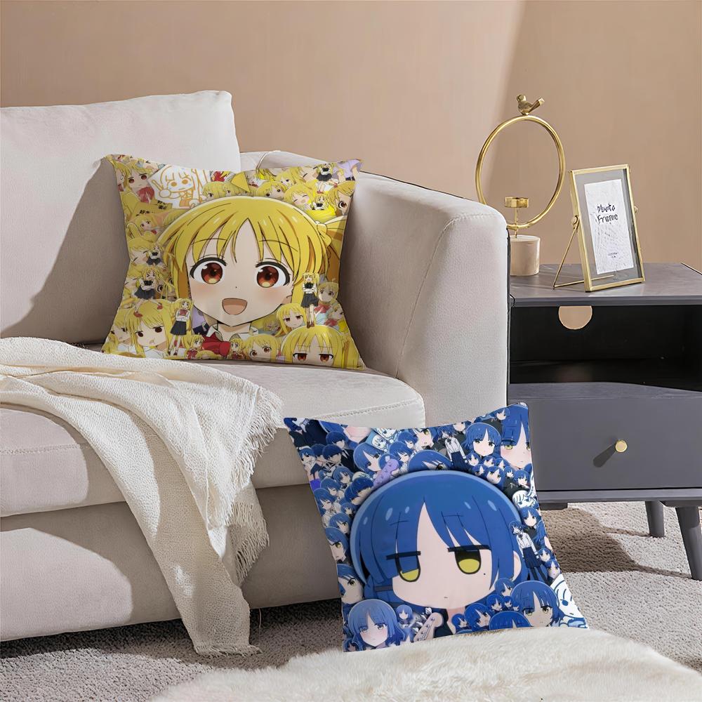 Shy Cute Japanese Anime BBocchi The Rock Cushion Cover Throw Pillow Cover Hidden Button Durable Polyester Chair Cushion