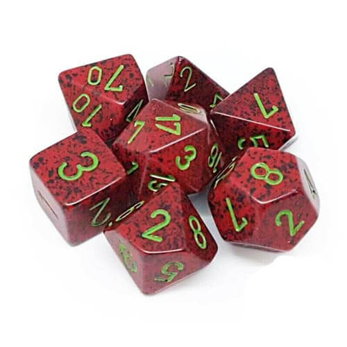 D7 Die Set Dice Speckled Poly (7 Dice) (Strawberry)