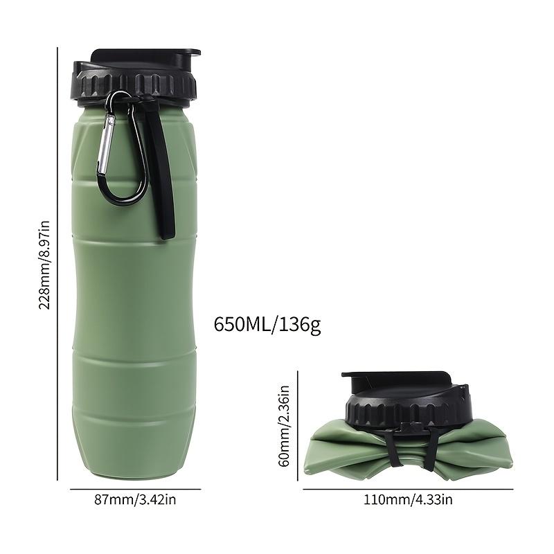 650Ml silicone foldable water cup outdoor sports lightweight kettle portable kettle with straw lanyard buckle 3pcs зелёный